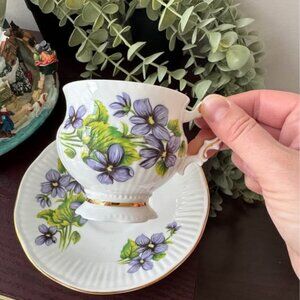 Elizabethan New Brunswick “Blue Violet” Tea Cup and Saucer, Canadian Provincial